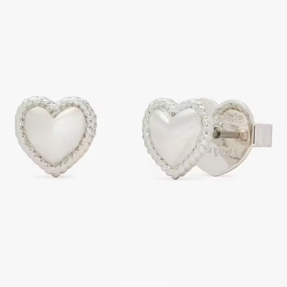 $58 Kate Spade Golden Hour Mini Heart Studs Silver
